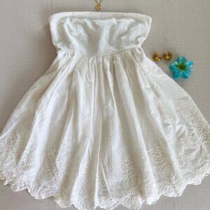 Anthropologie strapless mini dress embroidered